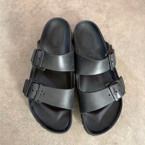 Birkenstock Arizona Essentials Black Double-Buckle Slide Sandals